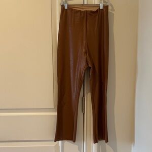 Brown Faux Leather cropped bootleg pants